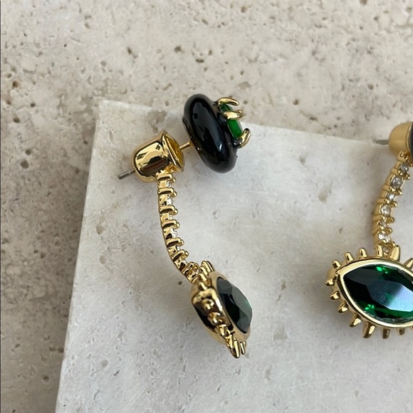 ALEXIS BITTAR Elegant Gold and Green Eye Earrings - Picture 2 of 3